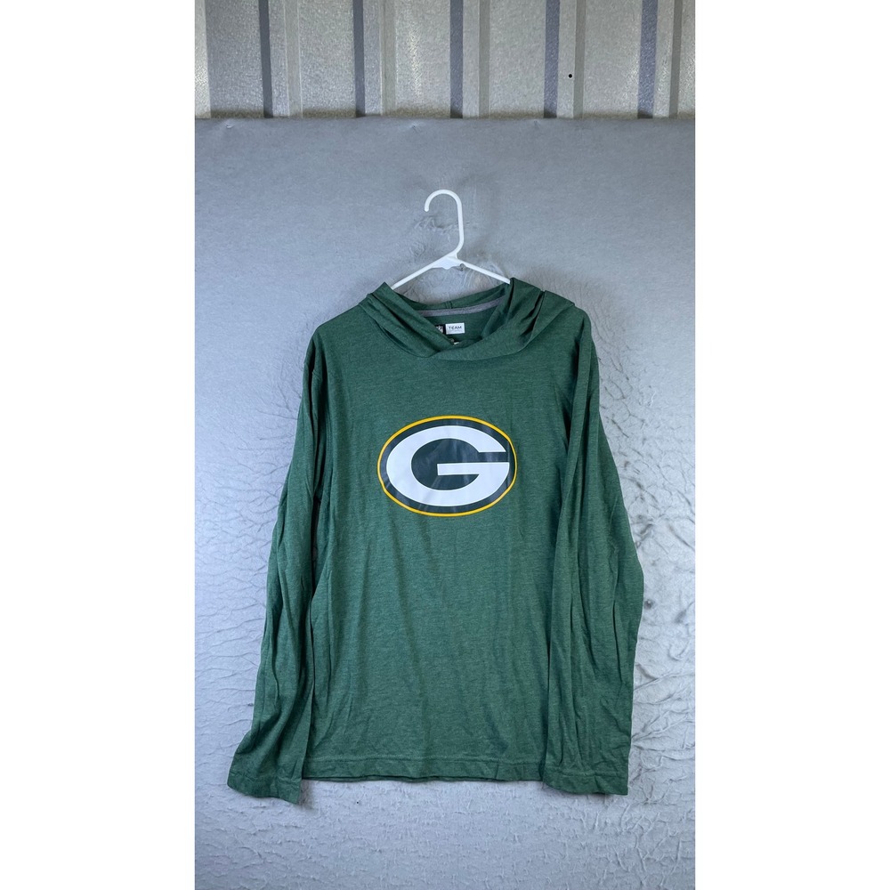 NFL Team Apparel Green Bay Packers Men M Green Excellent Hoodie T-Shirt Logo